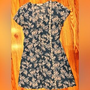 Blue and Pink flutter sleeve dress